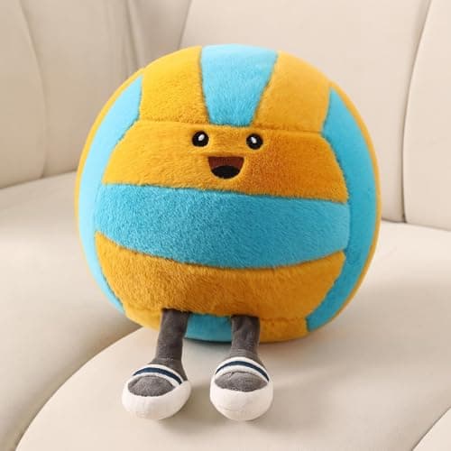 Funny Volleyball Plush with Legs Cute Stuffed Animal Toy for Boys Girls Volleyball Throw Pillow for Room Decor Couch or Bed Easter Plush Decor Gifts Volleyball Pillow 11 Inch