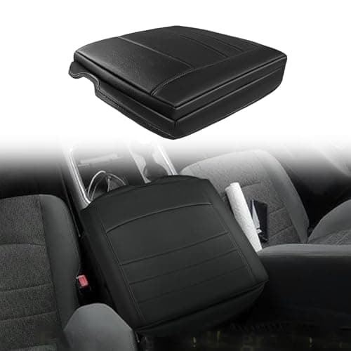 Muslogy Center Console Armrest Cover Compatible with Chevy Silverado/Tahoe & GMC Sierra/Yukon 2007-2013 Comfort Armrest Pad Arm Rest Cushion Vegan Leather Protector Regular Thick(Jump Seat ONLY)