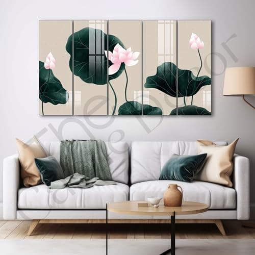 The Castle Decor Lotus painting with frame Big Size 27x48 Wall art for living room,Bedroom,Drawing room,Hotels-Wooden Framed-460