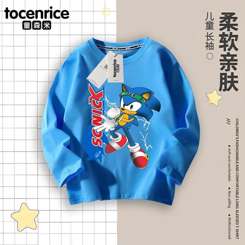 Sonic Clothing Children'S Long-Sleeve Super Sonic Chaot Print Boys' Top Super Sonic Children'S T-Shirt