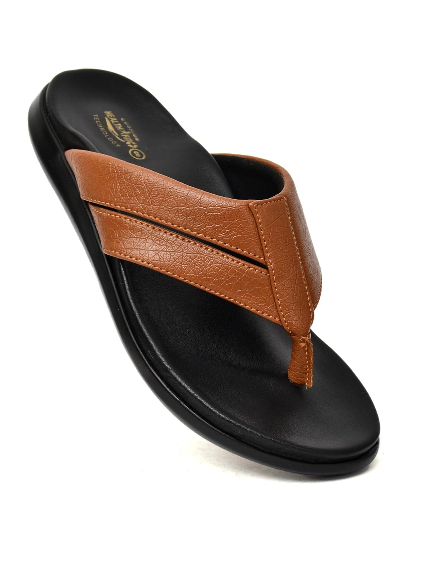 HEALTH FIT EXTRA SOFT Men's Classic Ultra Soft Sliders/Slippers with Cushion Comfortable & Light Weight Stylish & Anti-Skid Everyday Flip Flops for Gents/Boys Tan UK-9