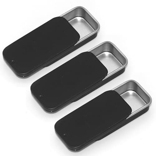 SKYPIA Lip Balm Tins Slide Top Tin Containers for Lip Balm Crafts Storage Kit 025oz 3 Pack BLACK