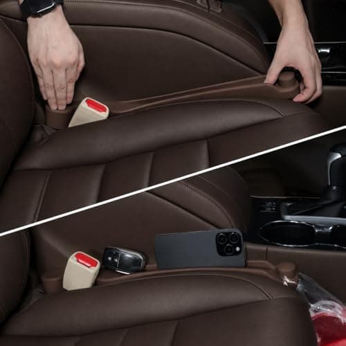 Givifive Car Seat Gap Filler Set of 2 3IN1 Seat Side Gap Filler Plug with Storage Slot Hook Function Soft Foam Universal Fit Car SUV Truck Fill Gap Between Seats Console OrganizerDark Brown