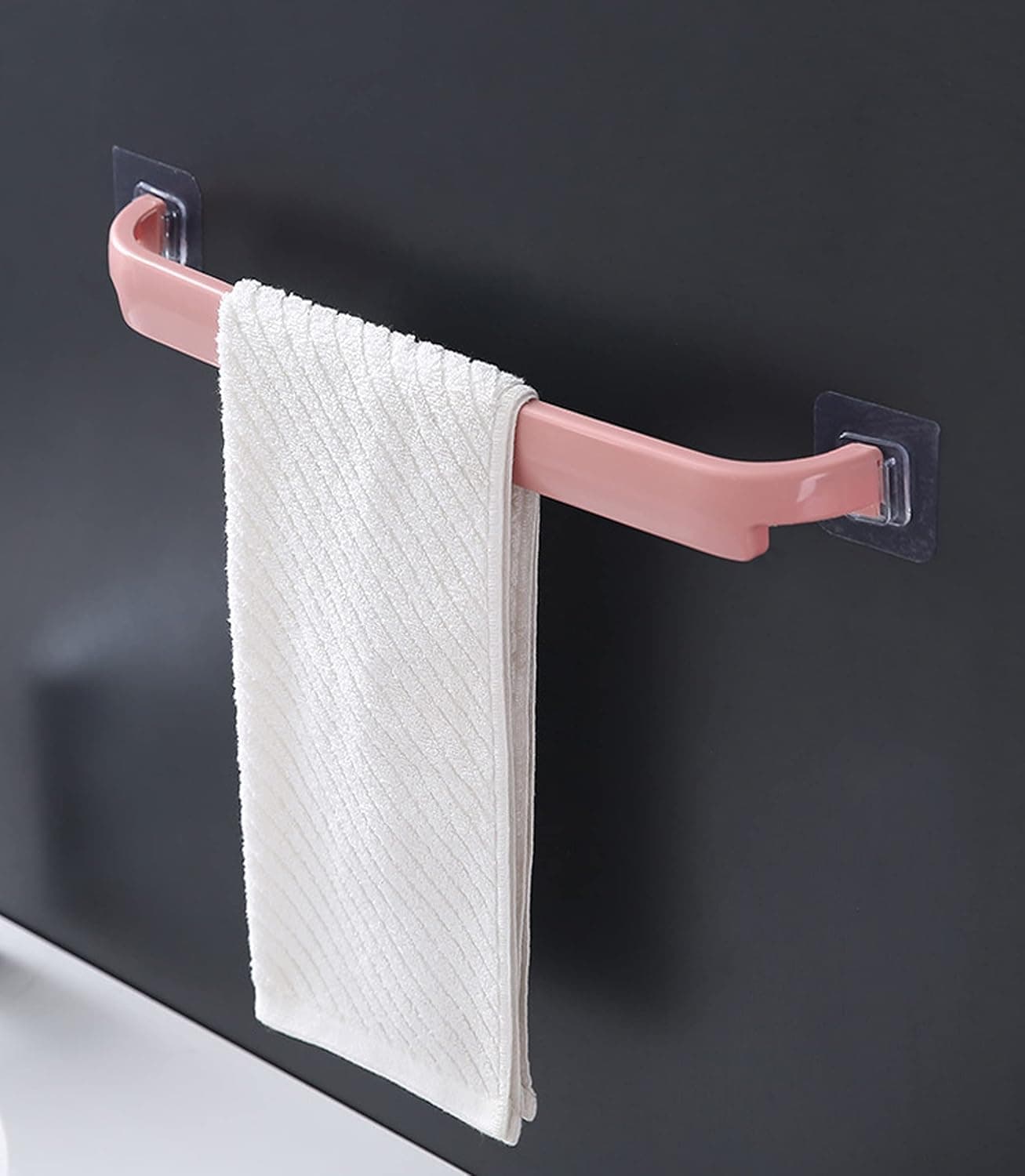GRAB IT Bathroom Towel Hanger Plastic Towel Holder Bath Kitchen Hotel Self Adhesive Hanging Rail Bathroom Supplies Rod Organizer Rack