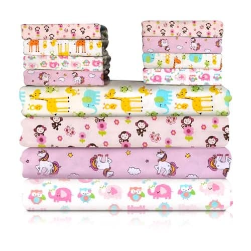 Omilion 34 Pack Baby Receiving Blanket Set 4 Flannel Cotton Blankets 30 x 30 30 Infant Washcloths Mixed Patterns