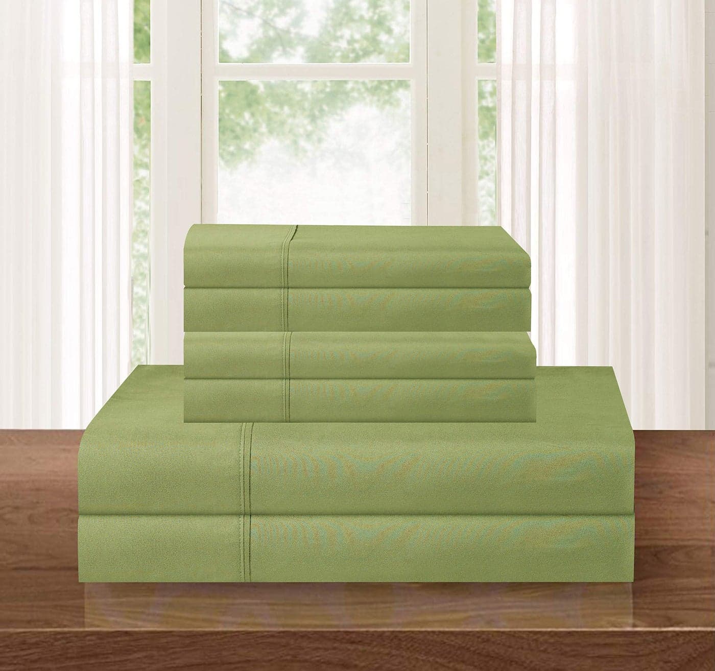 Elegant Comfort Luxurious Soft 1500 Thread Count Egyptian 4Piece Hotel Quality Wrinkle and Fade Resistant Coziest Bedding Set Easy All Around Elastic Fitted Sheet Deep Pocket TwinTwin XL Sage
