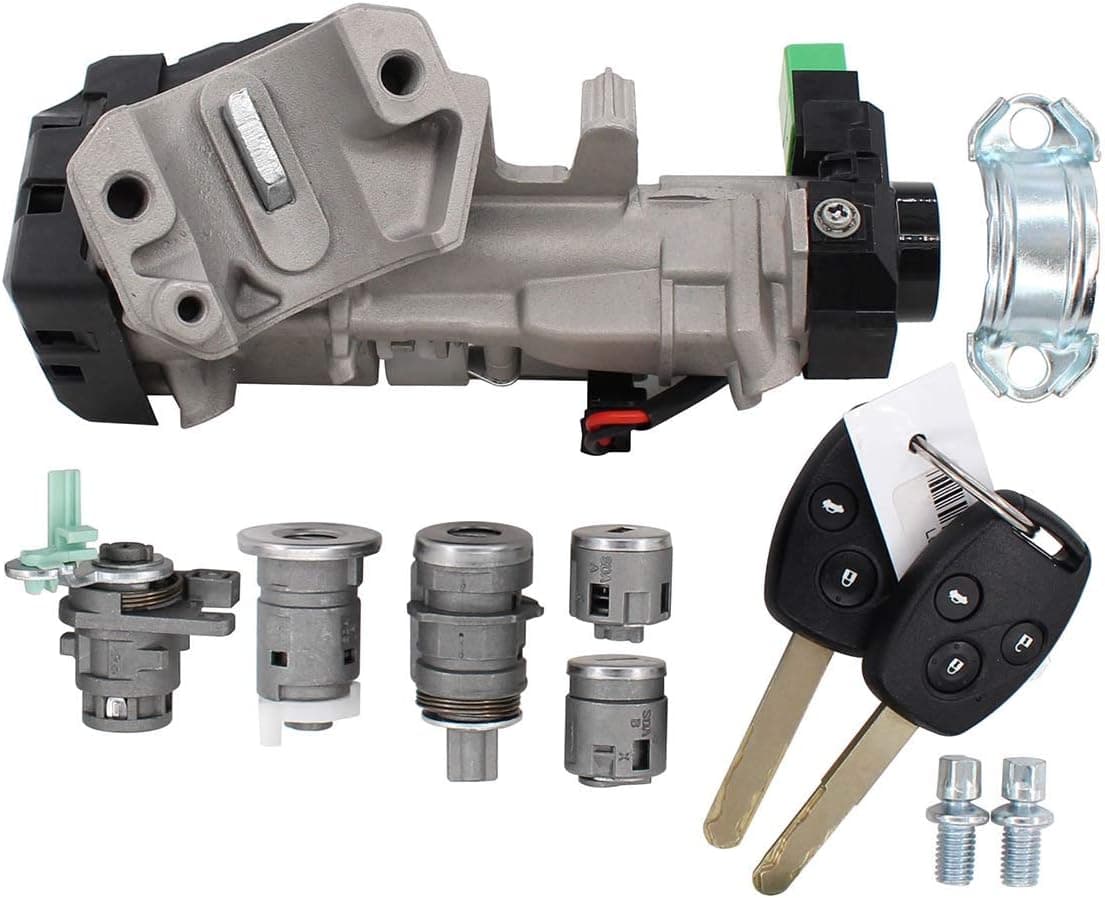 MOTOKU Complete Ignition Switch Cylinder and Door Lock Set with Trans Key for Honda Accord 2006-2007