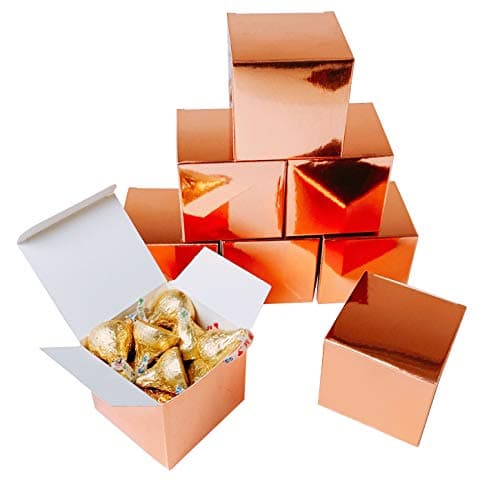 Rose Gold Party Favors Boxes - Small Candy Treat Gift Boxes Bulk Wedding Bachelorette Bridal Shower Birthday Party Boxes Supplies, 50pc