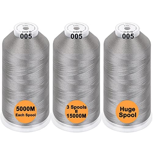 New brothreads 40 Options Various Assorted Color Packs of Polyester Embroidery Machine Thread Huge Spool 5000M for All Embroidery Machines 3xSILVER