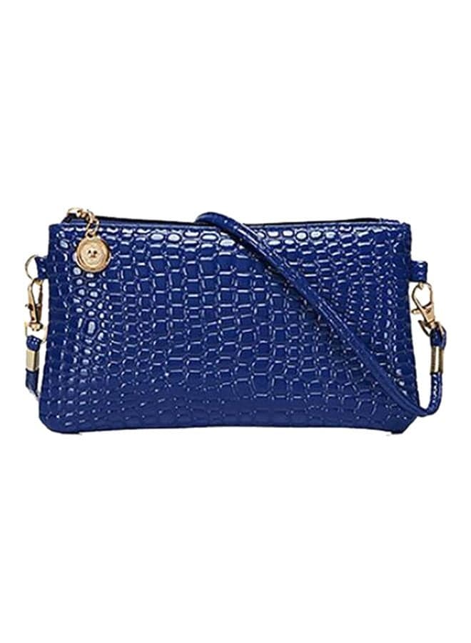 Alligator Pattern Crossbody Faux Leather Bag Blue