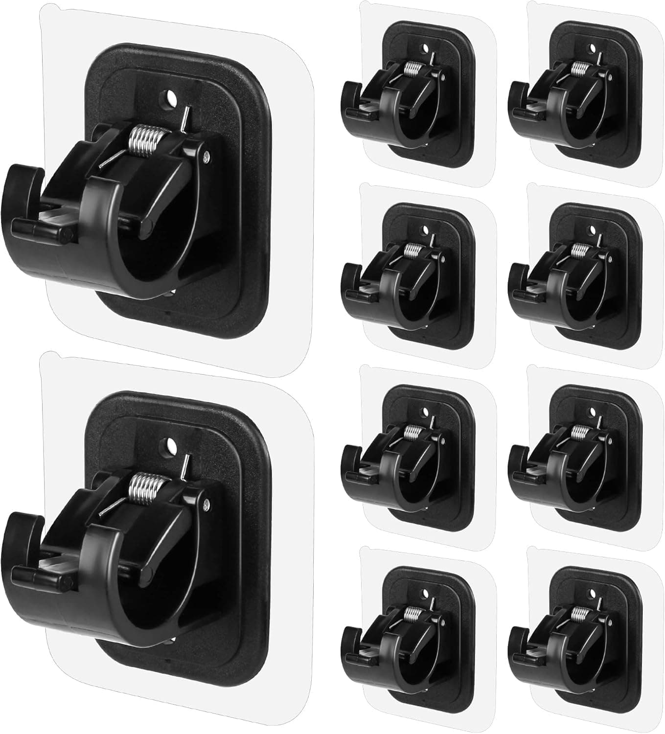 TEKCOOL No Drill Plastic Curtain Rod Brackets No Drilling Self Adhesive Curtain Rod Holder Hooks Nail Free Adjustable Curtain Rod Hooks Curtain Hangers (2PCS Black)