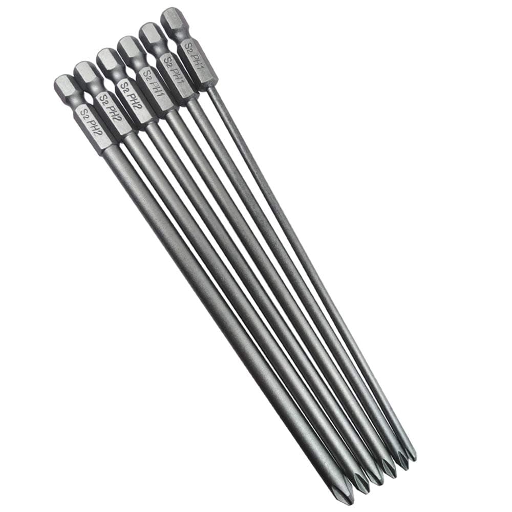 Wolfride 6Pcs 1/4 Inch Hex Shank Long Phillips Head Screwdriver Bits Set Magnetic Cross Head Screwdriver Bits | 5.9-Inch Length