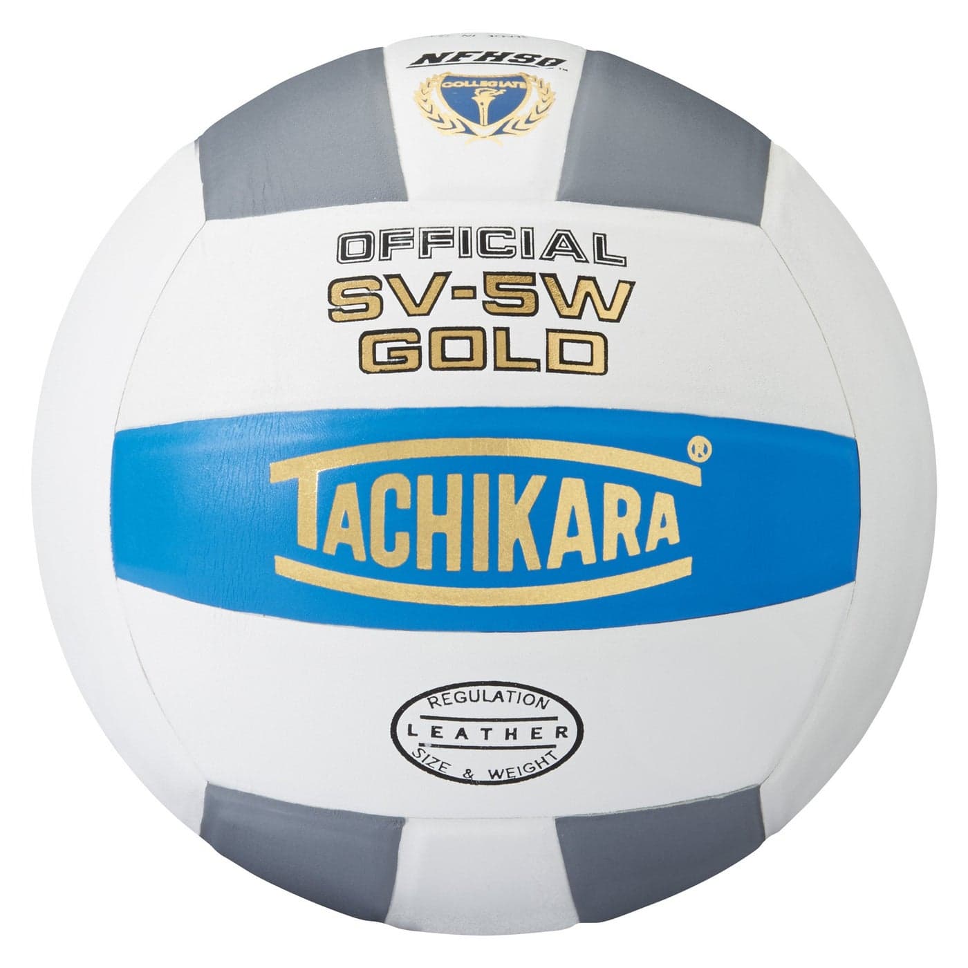 Tachikara Sv5W Gold Competition Premium Leather Volleyball College BlueWhiteSilver Gray