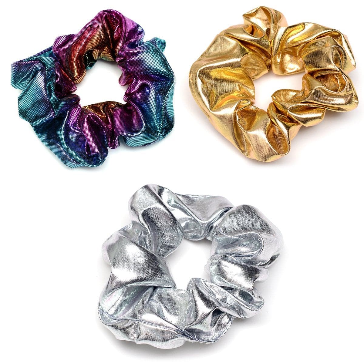 ACCGLORY Shiny Scrunchies Metallic Hair Bands Elastic Hair Ties Set Glitter Ponytail Holder Soft Scrunchy for WomenHair Scrunchies Set