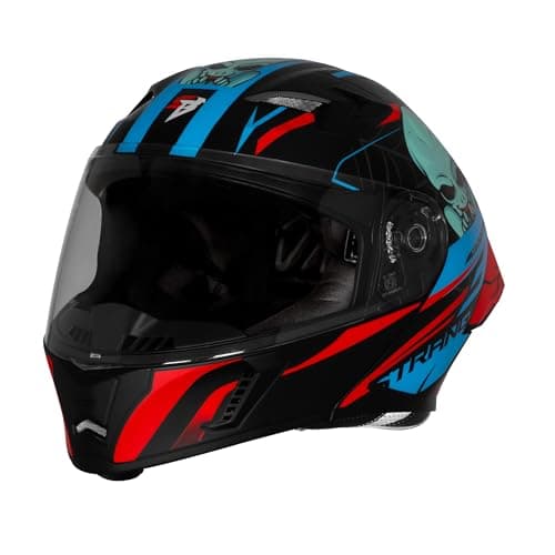 Steelbird SBA-20 Strange ISI Certified Flip-Up Helmet for Men and Women (Large 600 MM, Glossy Black Cyan Green)