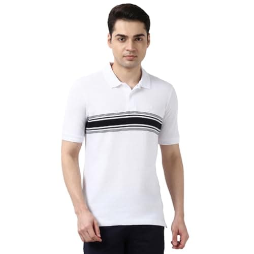 Peter England Men's Cotton-Polyester Statement Stripe Polo Shirt – Casual Wear | Sleek & Stylish