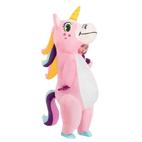 Spooktacular Creations Kids Inflatable Halloween Costume Full Body Unicorn Costume Unicorn Air Blow Up for Girls Dress Up PartiesWhite Child 710yrs