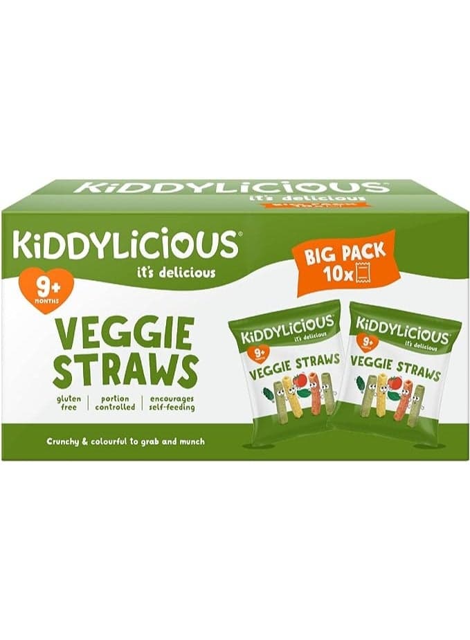 Kiddylicious Veggie Straws - Delicious Snacks for babies - Suitable for 9+ Months - 10 x 12g - 120g