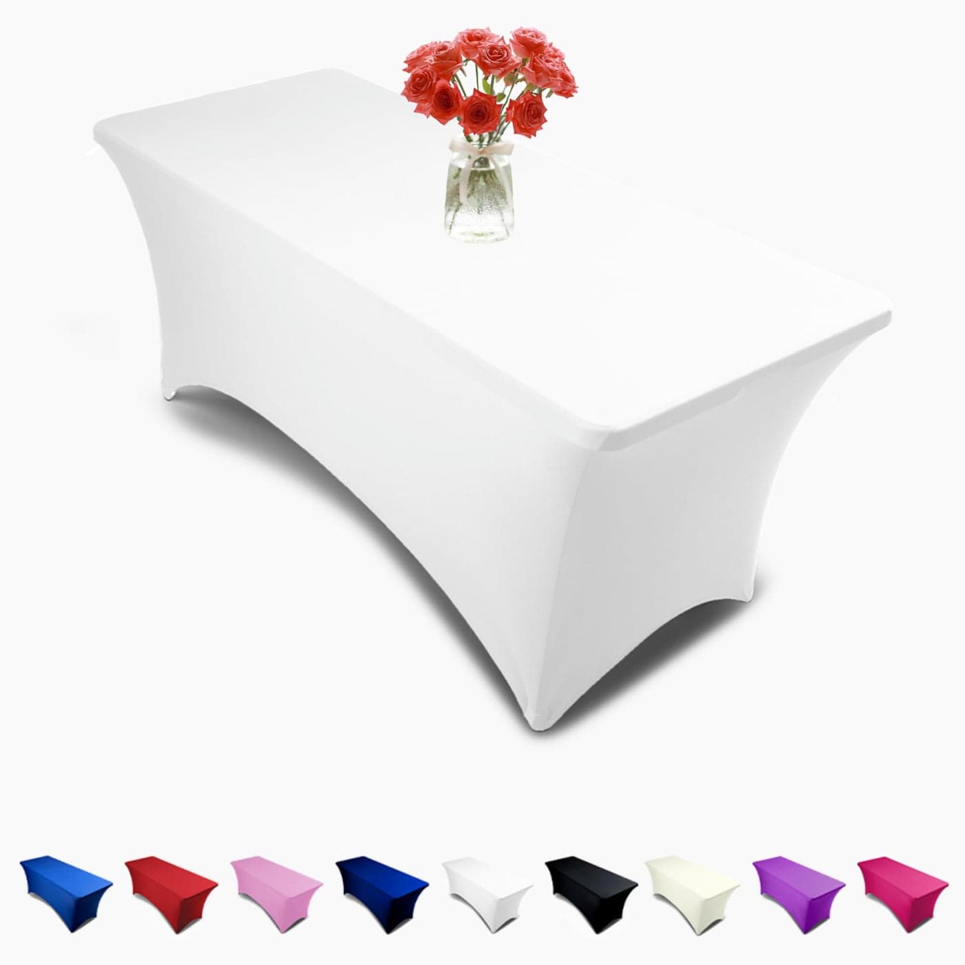 Luxury Collection White 6ft Tablecloth Rectangular Spandex Linen Table Cloth Fitted Cover for 6 Foot Folding Table Wedding Linens Banquet Cloths Rectangle Covers