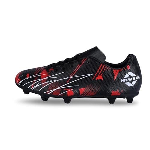 Nivia Infra 2.0 Men’s Football Shoes | Lightweight Comfort & Maximum Grip | Best for Competitive Soccer Players | Sports Cleats | Football Footwear | Football Sports Shoes | (Black) | Size-UK11