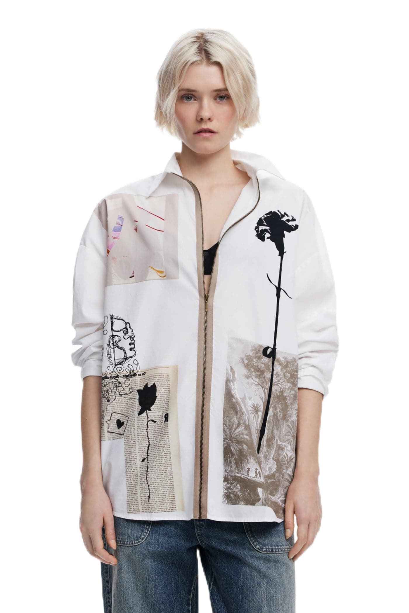 Desigual Shirt_RECORTES_Lacroix, 1000 White, L/XL