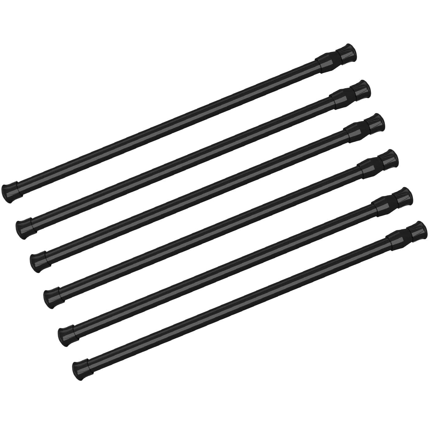 6Pcs Tension Rod Tier Window Short Curtain Rod157 to 28inchblacksmall Short Expandable Spring Loaded Curtain Tension Rods for Cupboardkitchensmall Window