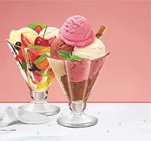 TOPHAVEN Crystal Clear Ice Cream Bowl Transparent Glass Flower Shape Ice Cream Bowl for Dessert Fruit Salad and Cocktail Cups Dessert Bowl Mixing Bowl Set of 6