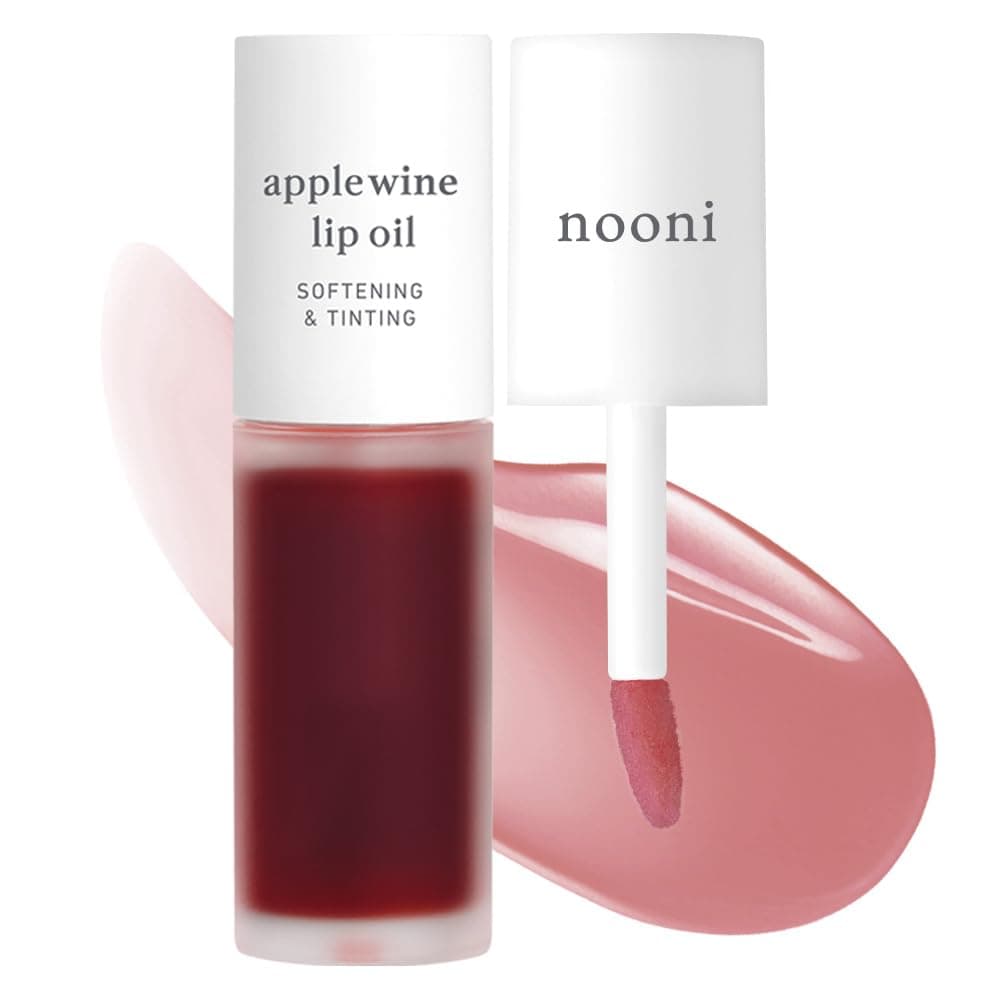 NOONI Korean Hydrating Lip Oil Applewine LongLasting Moisturizing Plumping Revitalizing for Dry Lips Waterproof No Peel Off Hydrating Nourishing Crystal Clear 012 FL Oz
