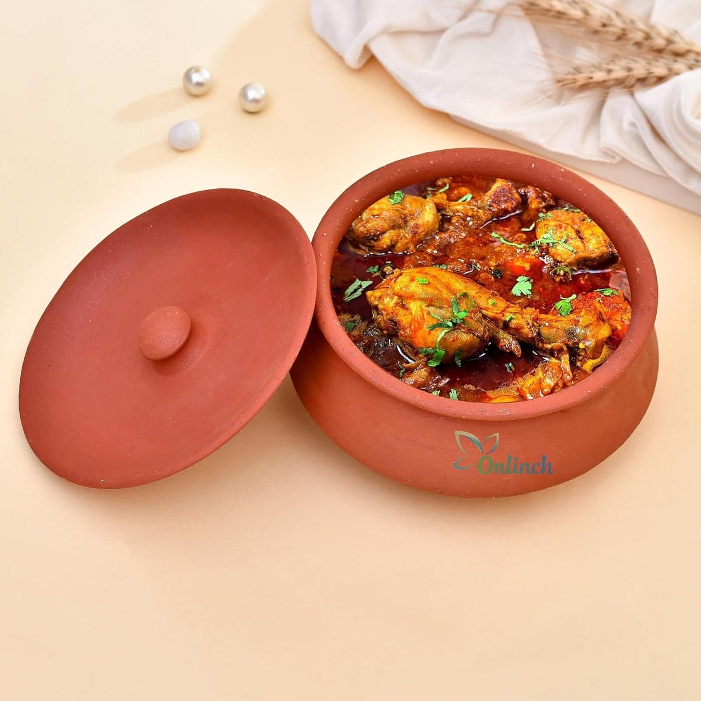 Organic Clay Dahi Handi Clay Handi MItti Handi Curd Pot Medium Size Pot with Lid_26