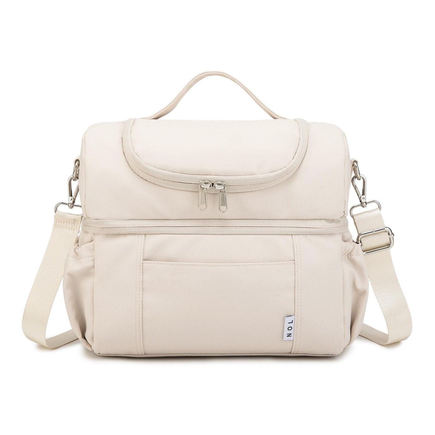 NOL Natural Organic Lifestyle Adult Lunch Box Insulated Lunch Bag Large Dual Compartment Lunch Bag Coolers Lightweight Nylon Waterproof Lunch Box for Work Picnic Travel Outdoors Cream