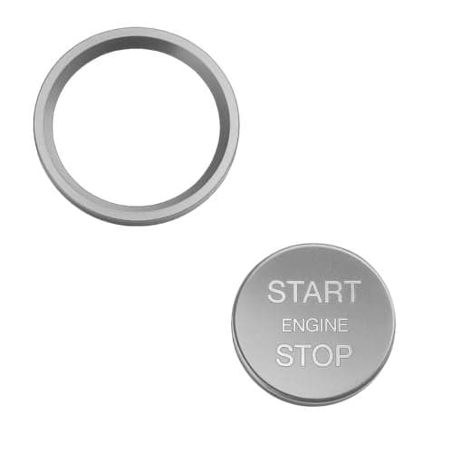 YoRise Car Engine Start Stop Push Button Cover Aluminum Automotive Push Start Button Protective Sticker Cap Vehicle Key Ignition Switch Knob Decoration Ring for Most Cars Silver