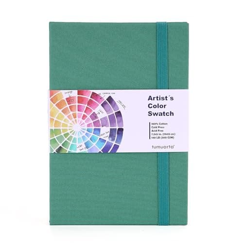 tumuarta Artists Color Swatch Book 100 Cotton 140 LB 300GSM Concertina Book 24 PanSheet Painters Color Diary for Watercolors Acrylic Markers and Wet Dry Media 75 x 5