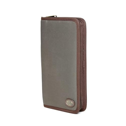 Swiss Military READYGO TW02 Travel Elastic Organizer Wallet with Multi Pockets for Passport Holder, Card Slots, Coins, Currency Pocket, Pen Loop & RFID Safe Microfiber Wallet for Unisex-OliveBrown