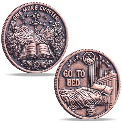 Just One More Chapter Coin Gamer Bookish Gifts for Book Lovers Unique Book Coin Flip Book Merch Bookish Coins Presents for Reader Women Decision Maker Idea one More Chapter Dark Moon Stars