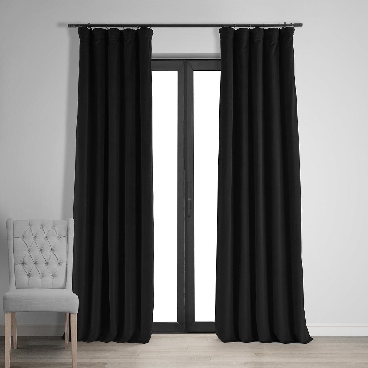 HPD Half Price Drapes Signature Velvet Thermal Blackout Curtains for Living Room 108 Inch Long 1 Panel Rod Pocket Insulated Blackout Curtains for Bedroom Window Curtains 50W x 108L Warm Black
