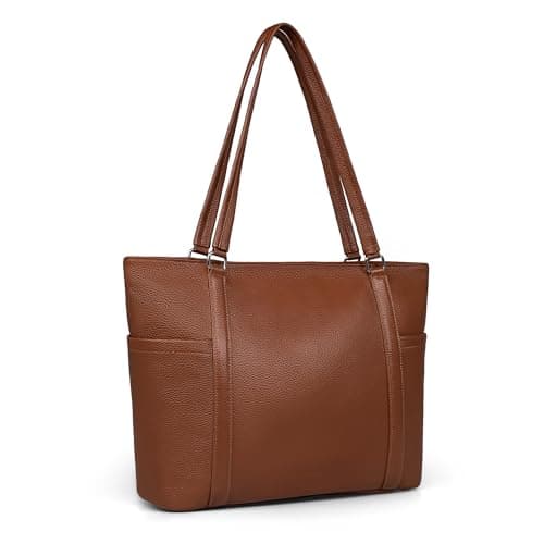 befen Soft Genuine Leather Tote Bag for Women, Ladies Work Purses Totes Bags Shoulder Handbag Purse with Compartments Cognac Brown