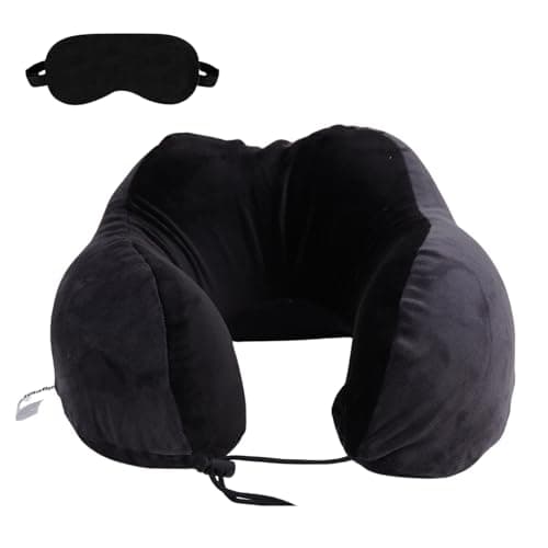 BigPlayer Premium Neck Pillow with Eye Mask for Travel & Comfort, Car Neck Rest - Car Pillow, Flight, and Train Accessory Pillow for Neck Pain Relief & Neck Pillow for Sleeping