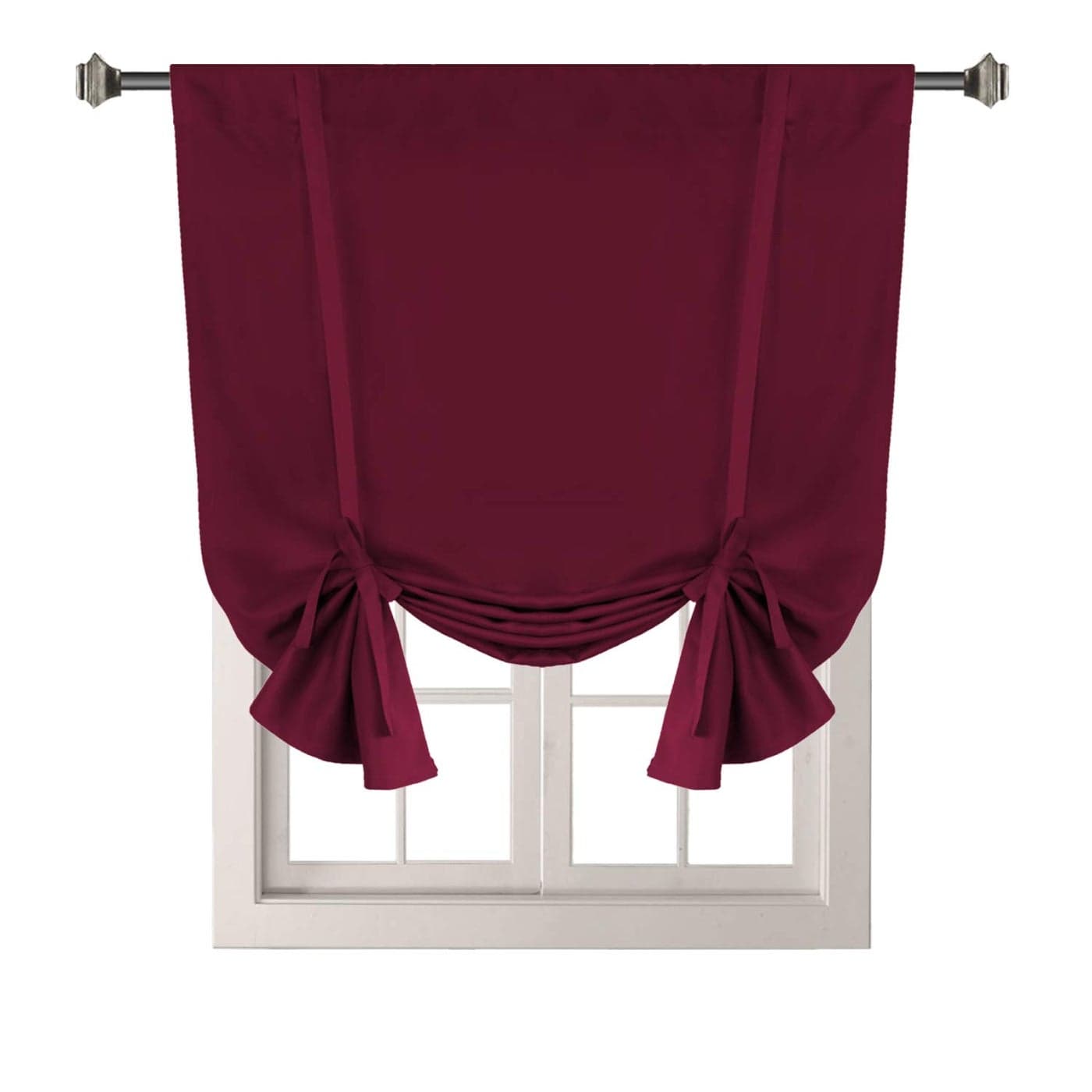 HVERSAILTEX Red Christmas Blackout Curtain Rod Pocket Energy Efficient Small Window Shade Tie Up Curtain for Kitchen Rod Pocket Panel 42 inches W x 63 inches L Solid in Burgundy
