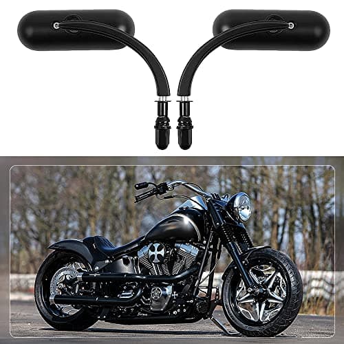 goodfitment - Black Oval Shape Motorcycle Mirrors,Upgrade Rearview Motorcycle Mirrors Compatible with Harley Road King Softail Street Glide Electra Dyna And More