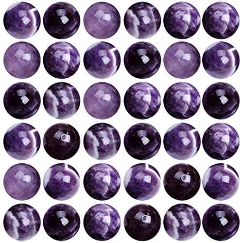 Natural Stone Beads 100pcs 8mm Amethyst Round Genuine Real Stone Beading Loose Gemstone Hole Size 1mm DIY Charm Smooth Beads for Bracelet Necklace Earrings Jewelry Making (Amethyst)