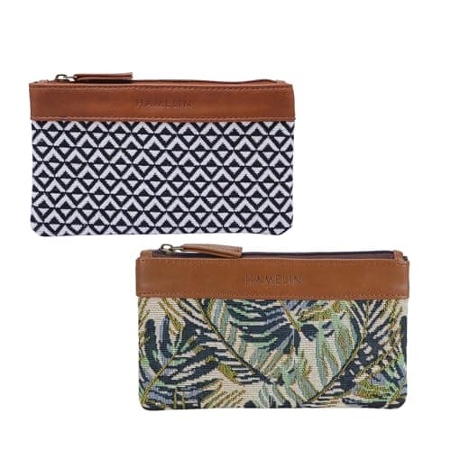 Hamelin Multi Purpose Pouch for Men & Women | Stationary Makeup Medicine Essentials Pouch Travel Organizer | Vegan Leather Purse | Green Maple & Orca | Pack of 2| Ideal Women's Gift