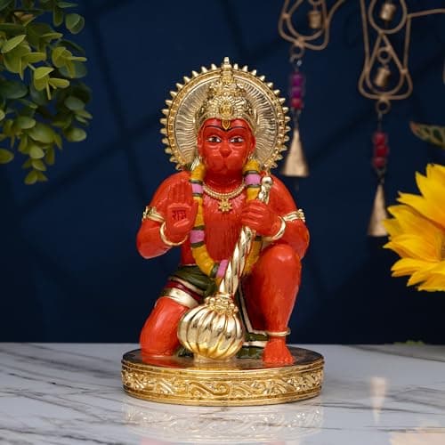 Idolkart Gold Plated 8-inch Big Large Hanuman Idol with Certificate of Genuineity - Hanuman Ji Murti, Hanuman Idol for Car Dashboard, Hanuman Murti for Home Puja, Tarnish Resistant, Premium Packaging
