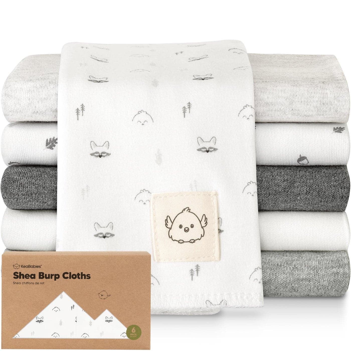 Organic Burp Cloths Baby Girl, Boy - 6-Pack Large Baby Burp Cloths, Super Absorbent Burping Cloths for Babies, Soft & Plush Cotton Burp Cloth, Spit Up Burp Rags, Newborn Burp Clothes (Neutrals)