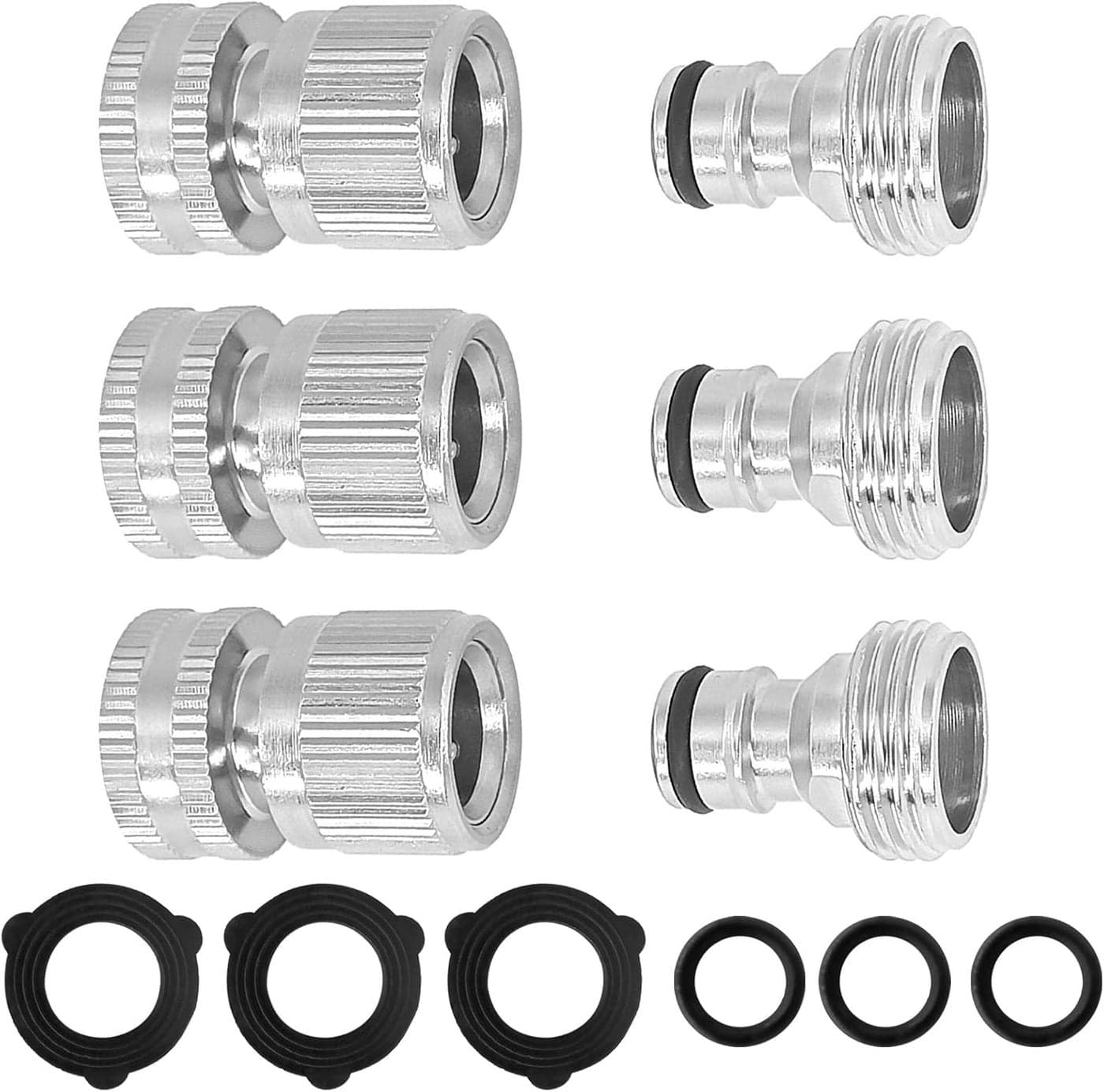 Nickel Plated Brass Female and Male 34 Inch Water Hose Quick Connect Fitting Garden Quick Disconnect Release Hose Connector 3 Sets