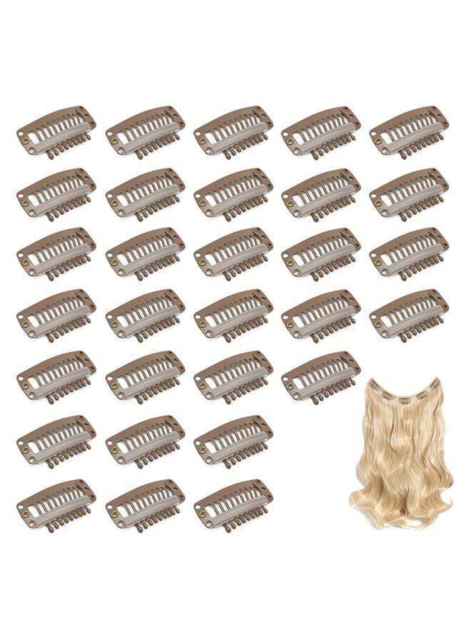 Hair Extension Clips, Wig Clips to Secure Wig, Brown, 9 Teeth, 30 Pieces