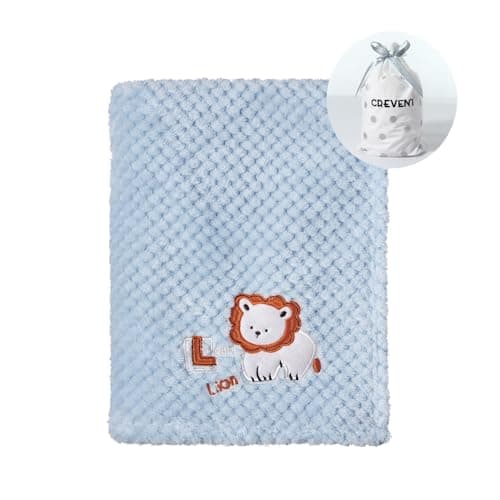CREVENT 30X40 Cute Cozy Fluffy Warm Baby Blanket for Girls Boys Infants Toddlers Bedding Crib Cot Stroller Baby Shower Birthday Newborns Gift Blue Baby Lion