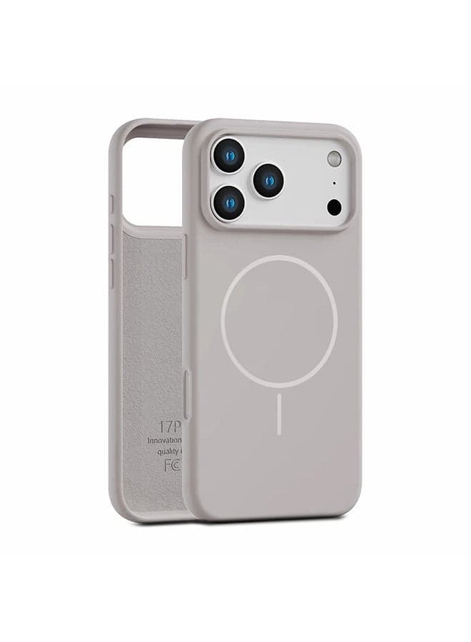 Magnetic Silicone Case For iPhone 17 Pro|Compatible with MagSafe | Anti-Scratch Microfiber Lining Phone Cover with Camera Lens Protection - Grey
