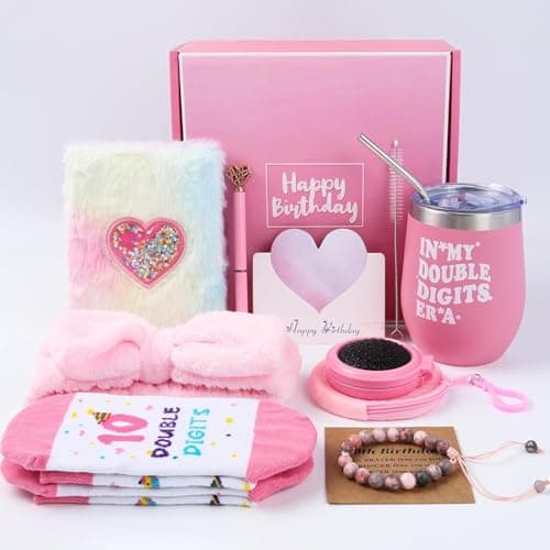 Splendest 10 Year Old Girl Birthday Gifts – Gifts for 10 Year Old Girl, 10th Birthday Pink Gift for Teen Girls, Double Digits Birthday Gift for Daughter, Granddaughter, Niece