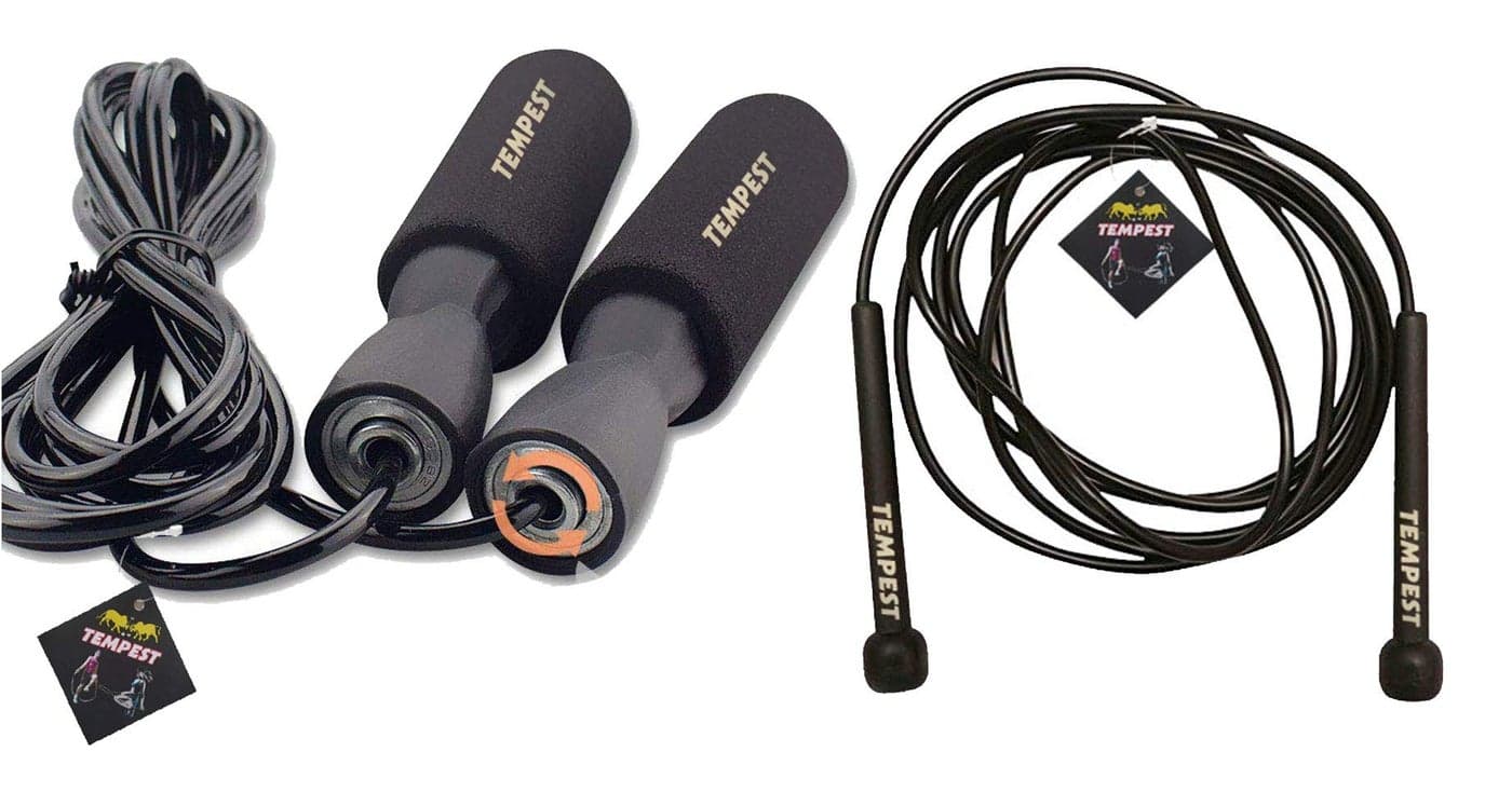 TEMPEST Black Skipping-Rope Speed Jumping Ropes for Men, Women, Weight Loss, Kids, Girls, Children, Adult - for Fitness, Sports, Exercise, Workout, Gym