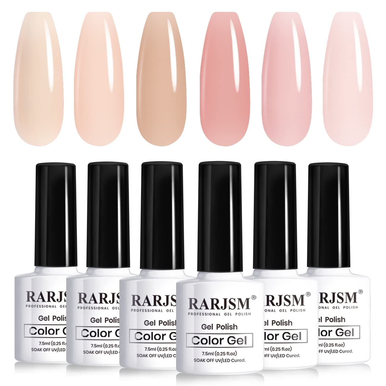 RARJSM Icy Jelly Gel Nail Polish Set of 6 Translucent ColorsSheer Rose Nude Skintone Gelpolish LED UV Gel Clear Milky Light Pink Red Brown French Manicure Curing Requires 75ml DIY Home Nail Salon